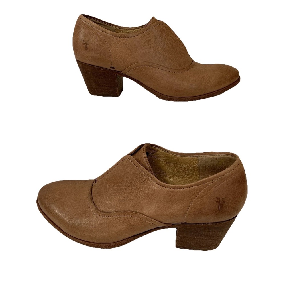 Frye Stella Slip Whiskey Light Brown Pink Leather Ankle Bootie Heels Size 8